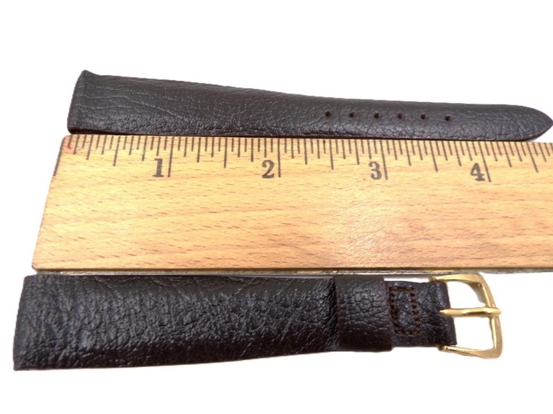 NOS 18mm/L 11/16″ Black Genuine Buffalo Leather Watch Band Strap #932 (B521)