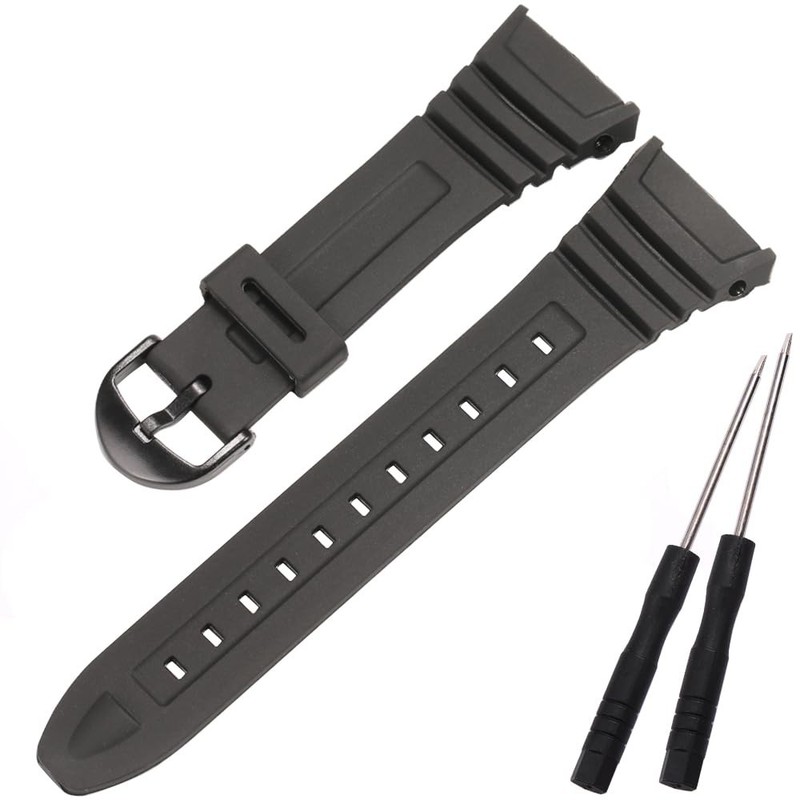 Resin Replacement Watch Band Compatible Casio W-96H Men’s Black Strap Waterproof