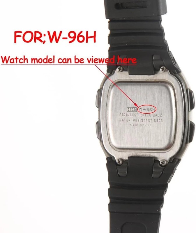 Resin Replacement Watch Band Compatible with Casio W-96H Mens Black Resin Strap gallery