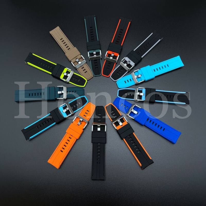 20MM 22MM Silicone Rubber Mens Waterproof Diver Watch Band Quick Release Strap