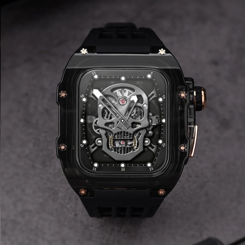 Transparent Full Cover Case+Rubber Strap Mod Kit For Apple Watch 45MM 44MM Band gallery