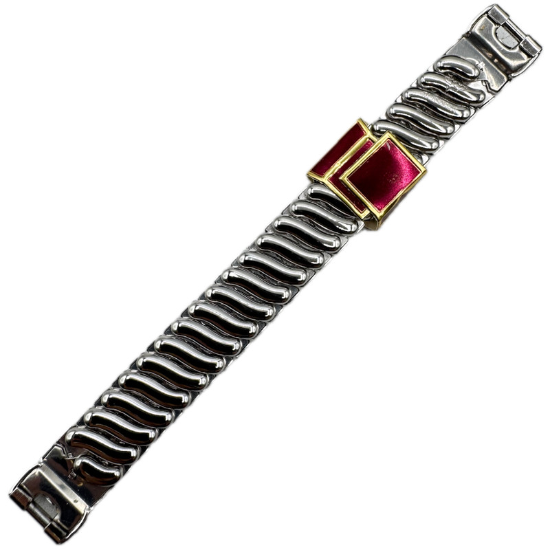 Vintage Foster Men's Wristwatch Band 10k White GF & Steel Stretch USA gallery