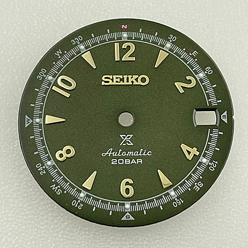 New Retro Pilot digital dial Green Lum fit SKX007 7S26 NH35/4R 28.5mm