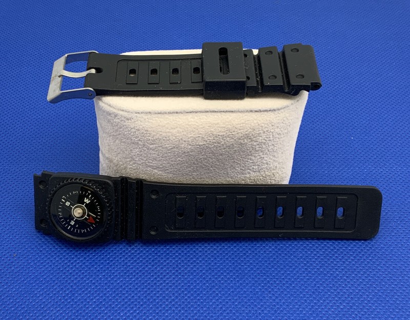 Mens MC Rubber Diver Style Strap S/S Buckle With Compass 20mm # 59 NOS PS