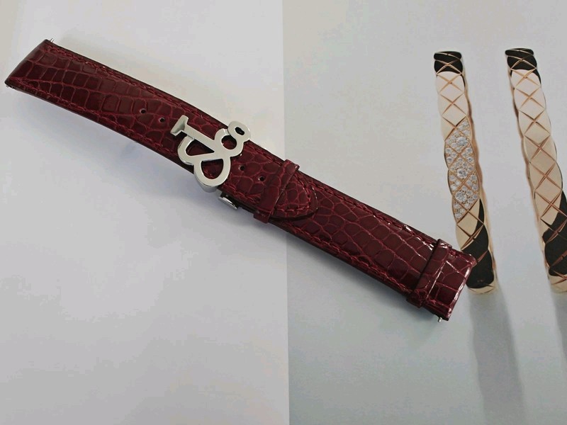Authentic Jacob and Co Dark Red Alligator Strap W. Stainless Steel Clasp 22 NEW