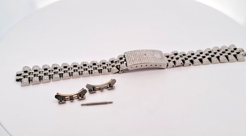 26mm Rolex Diamond Jubilee Bracelet Stainless Steel Pave Clasp & End Links gallery