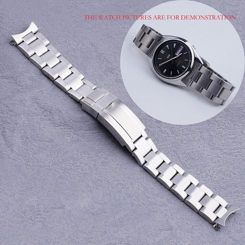 For Seiko 5 SNXS73K1 SNXS79K1 19mm Silver Steel Watch Band Strap Oyster Bracelet