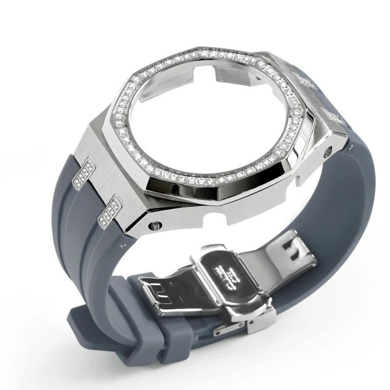 Diamond Steel Mod Kit Bezel Case Rubber Band for G-Shock GA2100 GMAS2100 GM2100 gallery