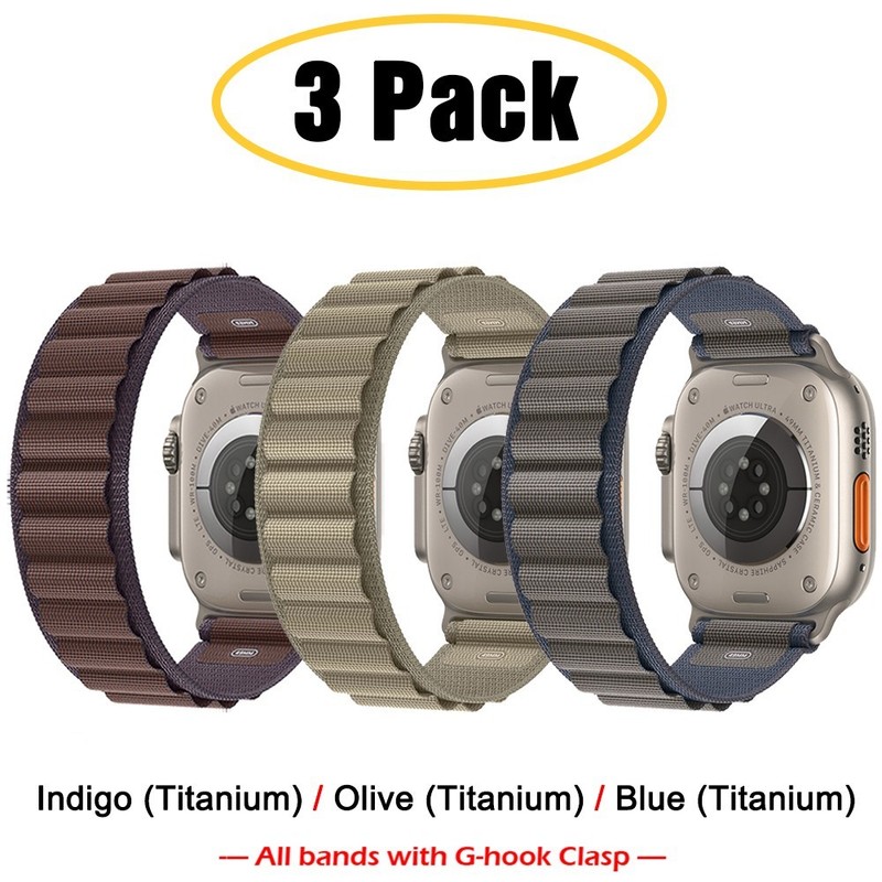 3 PACK Alpine Loop Nylon Band for Apple Watch Ultra 3 2 1 49mm S11 10 9 8 7 6 SE