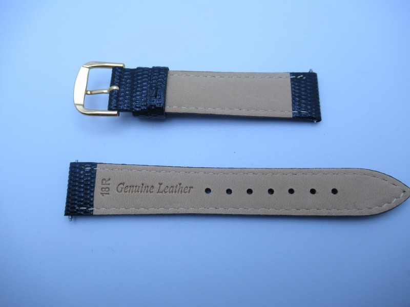 18MM Padded Lizard Grain (Black) Watch Band Regular. gallery