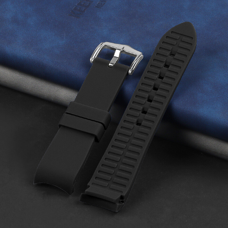 High Quality Rubber Watch Band Elbow Curved Waterproof Strap 18/19/20/21/22/24mm