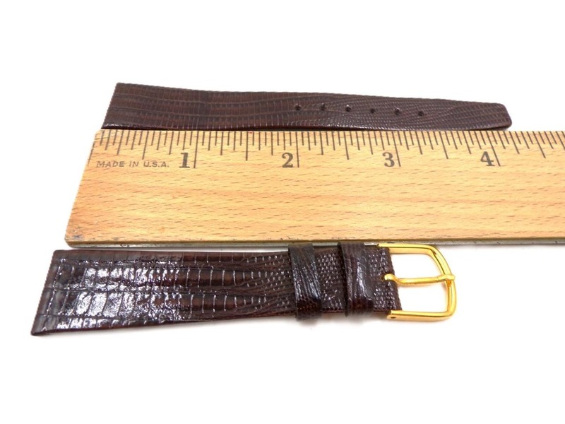 NOS 18mm/R Brown Genuine Teju Lizard Leather Watch Band Strap (B578)