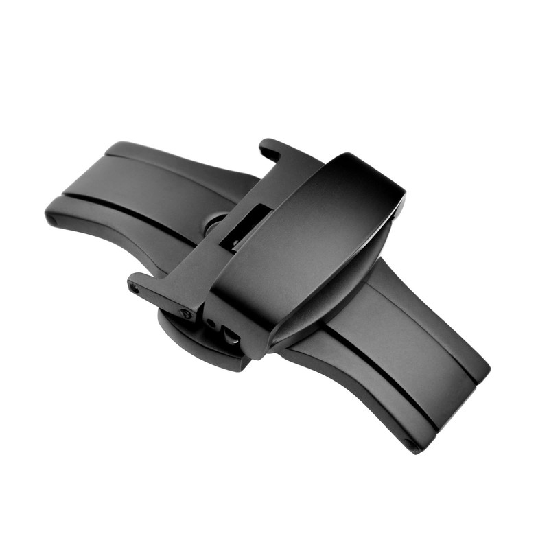 20mm Stainless Steel Deployment Clasp for Watch Band, Matte Buckle (Black)