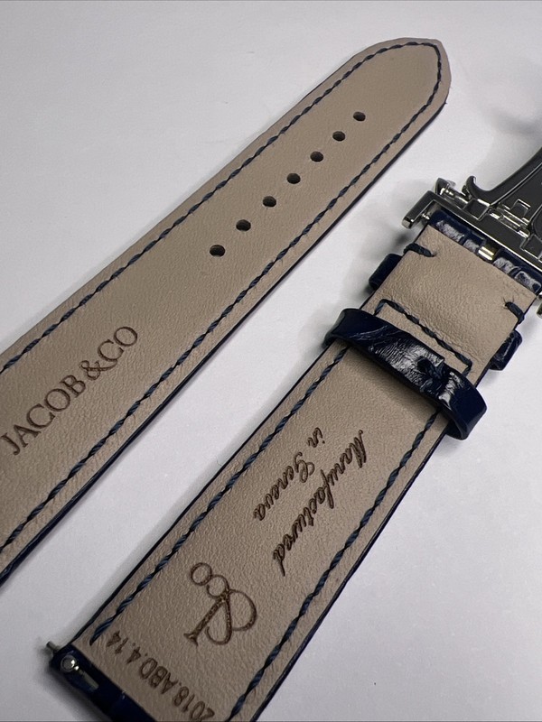Jacob & Co Geneve 20mm Blue Leather Strap Band & 18mm Steel Deployant Clasp gallery