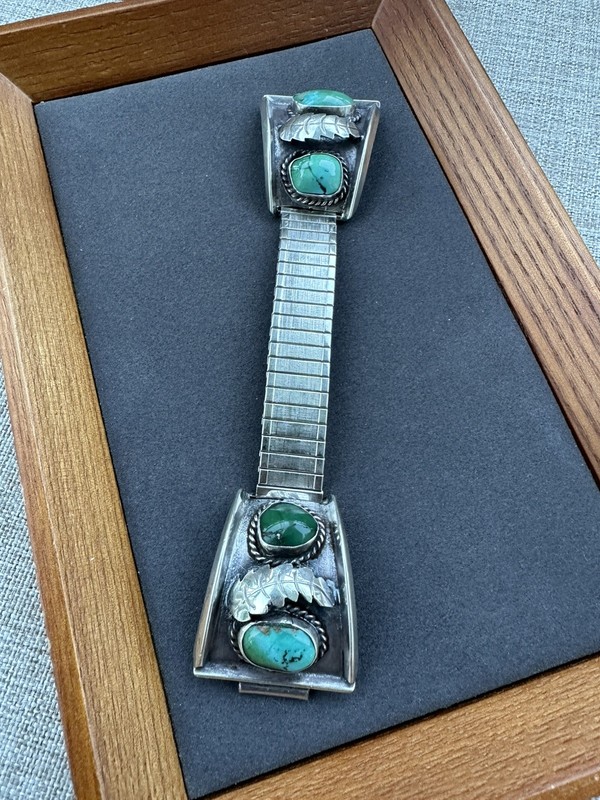 VTG Navajo Sterling Silver Turquoise Coral Large Watch Band/ 62.4Gr/ 16mm