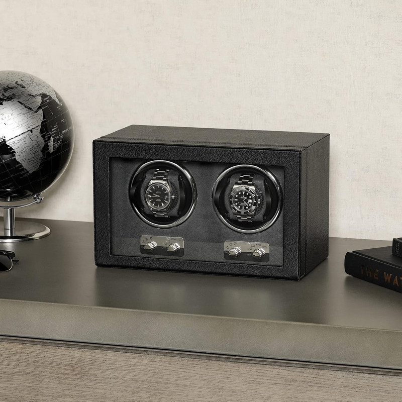 Double Watch Winder for Automatic Watches with Quiet Motor with Multiple Speeds gallery