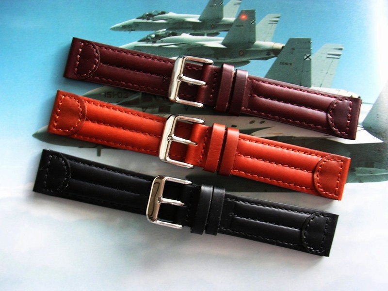 19m 20m 22m Brown Black Tan Leather watchband Army pilot Militar strap IW SUISSE
