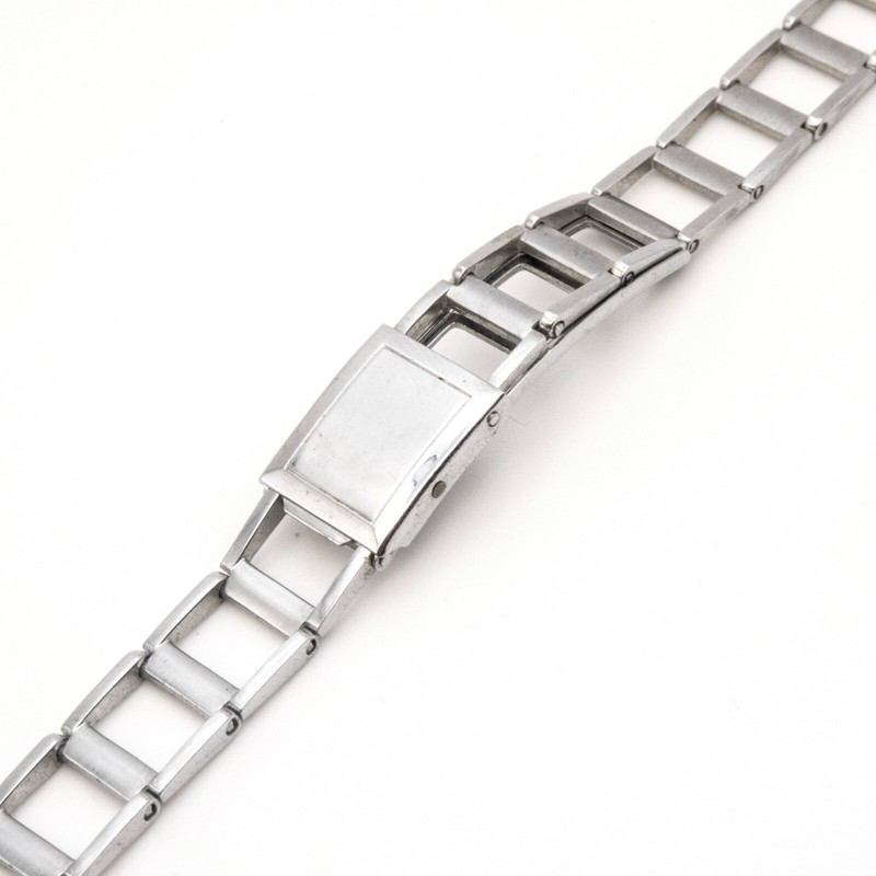 Vintage 10.8 mm ladder style open link wristwatch bracelet with trifold clasp