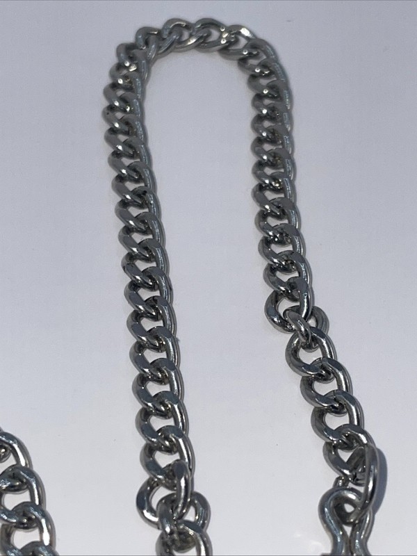 2x Contemporary Pocket Watch Chains Silver Toned / Coloured Steel? 37cm gallery