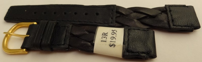 New Womens Made in France Black Braided Woven 13mm Watch Band Gold Tone Buckle gallery