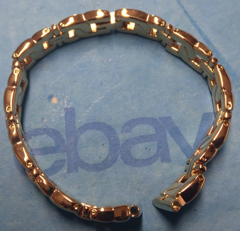 10 mm Band with 12 mm End Cap Gold Finish Bracelet Watchband - Hong Kong - NOS gallery