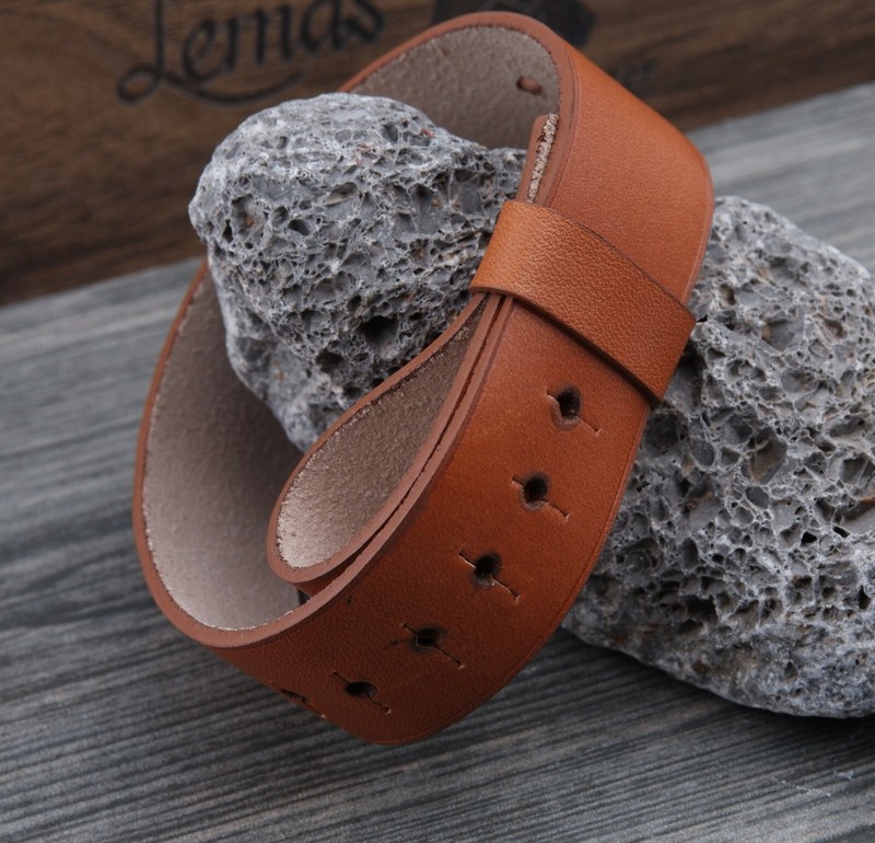 Handmade Leather Watch Strap for Hermes Barenia BA1.510 Tan Colour 24mm gallery