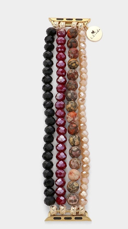 Natural Stone & Faceted Bead Multi-Layer Apple Watch Band | Boho Beaded Bracelet