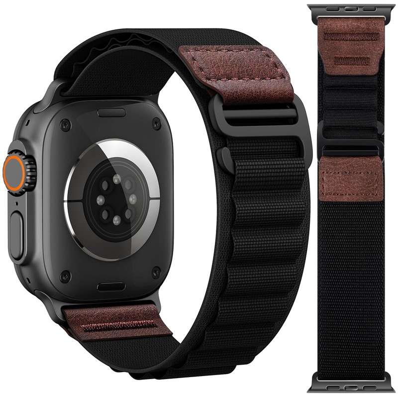 Alpine Loop with Leather Design for Apple Watch Ultra 3/2/1 Bands 49mm 46mm 4…