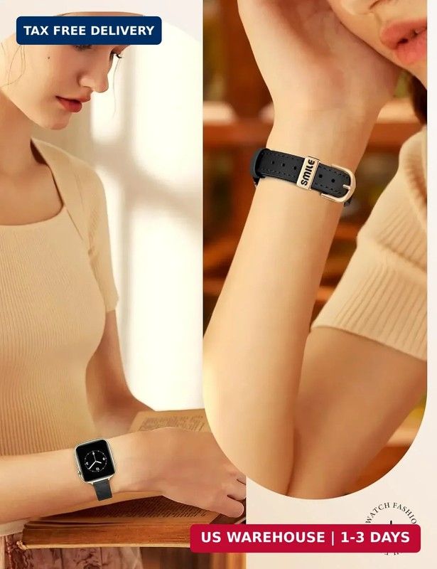 JR.DM Slim Leather Bands Compatible with Apple Watch Band 38mm 40mm 41mm 42mm 44 gallery