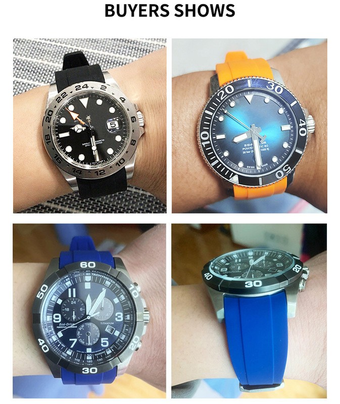 High Quality Curved Silicone Rubber Watch Band Straps Men's Diver 20mm Fits Rlx gallery