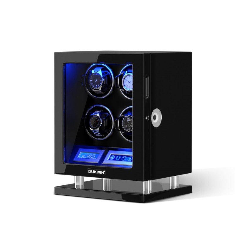 Automatic 4 Watches Winder Box Storage Case Box LCD Touch Screen Display Case