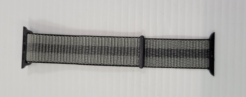 *B14) Adjustable Nylon Hook Loop Fastener Smartwatch One Piece Strap Band Gray