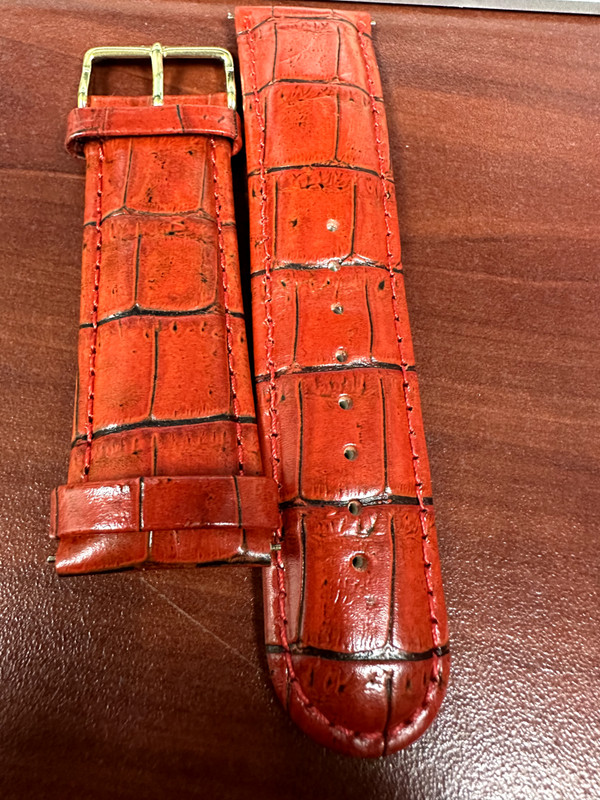 Brand New Invicta Red 27MM Leather Watch Band With Gold Buckle