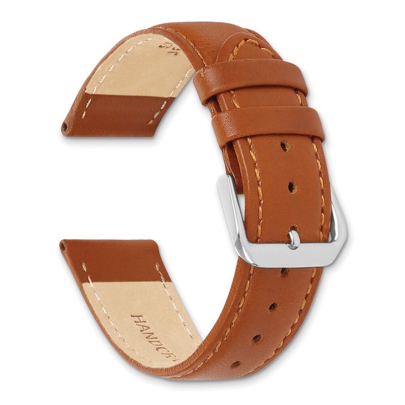 10mm 6.75" Havana Italian Leather Silver-tone Buckle Watch Band gallery