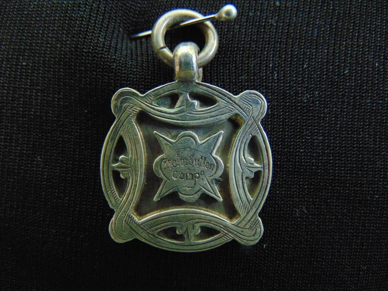 Fob antique Sterling Silver Matin Sutton Comp 1922 Birmingham Inscribed 7.5 g