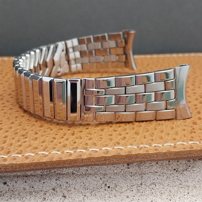 19mm 18mm mcm Stainless Steel Gemex Brick-Link 1960s Unused Vintage Watch Band