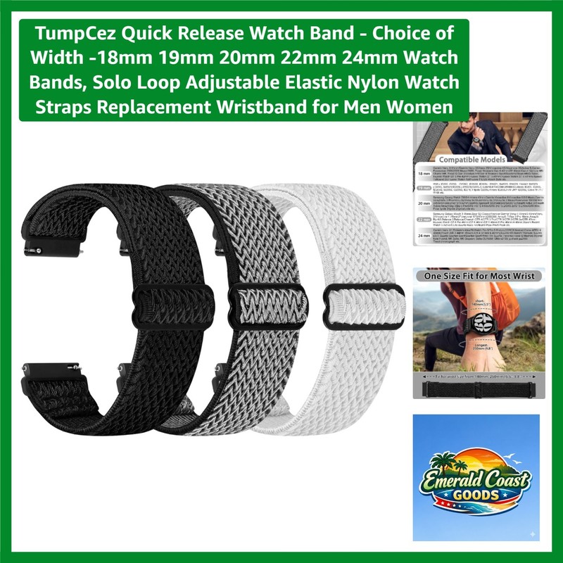 Adjustable 20mm Nylon Watch Band – Washable and Lightweight with Quick Release