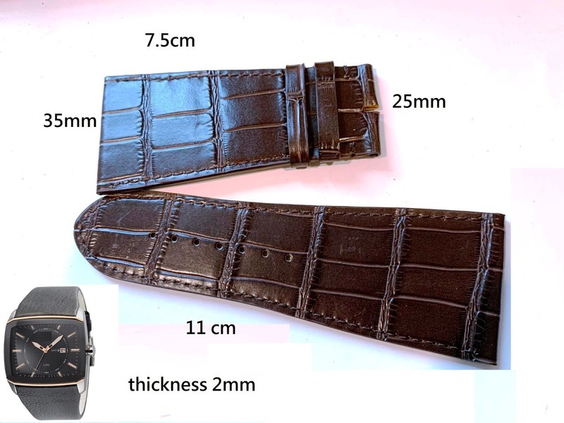 35mm X 25mm Genuine leather band strap (FITS) Armani Exchange AX2081 brown color