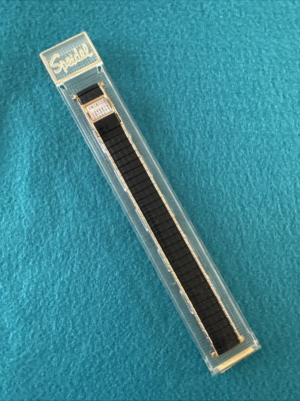 Long Speidel Romunda Perpetual Calendar Black & Gold Vintage Watch Band
