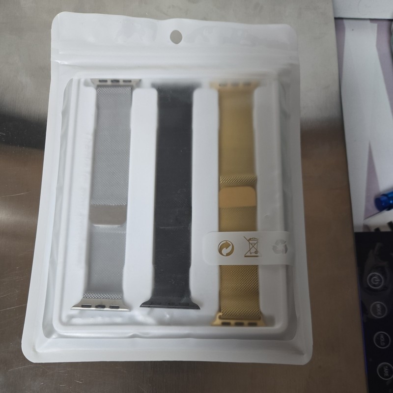 Assorted watch band strap. Gold, silver, black