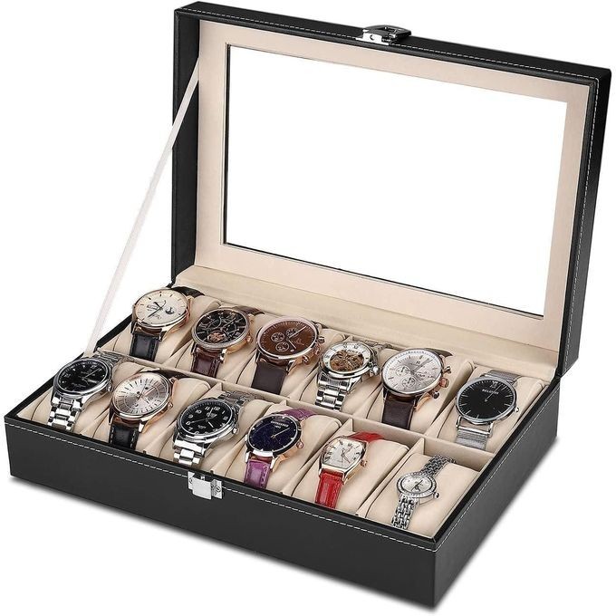 12 Slots PU Leather Wrist Watch Display Box Storage Holder Organizer Case HOT