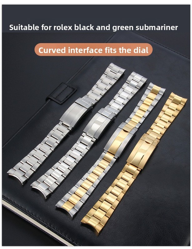 Solid Stainless Steel Watch Straps Mens Micro-adjustment Clasp 20 21mm for Rolex gallery