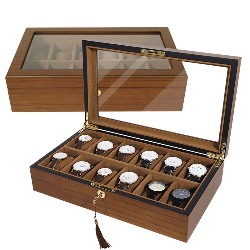 Uten 3/6/10/12/24-Slot Watch Box Jewelry Display Case Organizer Glass Storage gallery