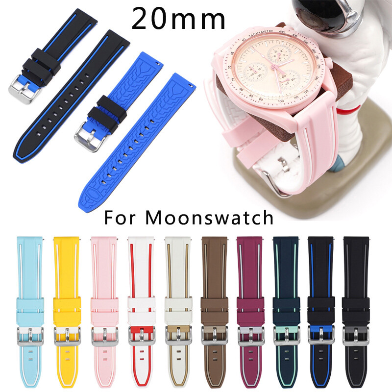 Dual Colors Silicone TPU Watch Strap Rubber Watch Band for SWC x OMG MoonSwatch