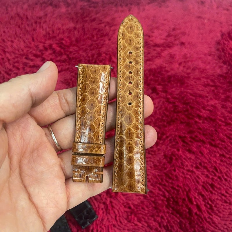 20mm/18mm BROWN Genuine Snake Leather Skin Watch Wrist Strap Band Buckle gallery