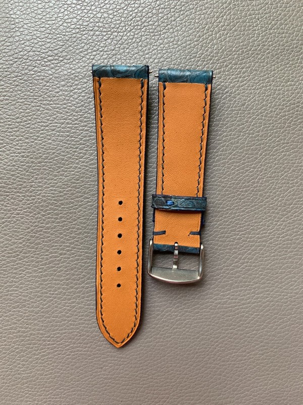 Dark blue Genuine Snake Leather Skin watch strap band, Custom Sizes 10mm to 26mm gallery