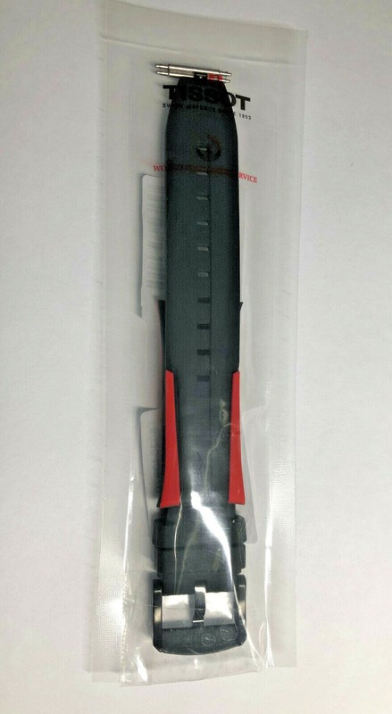 Original Tissot T-Race Cycling T111417A Black / Red Rubber Watch Band Strap gallery