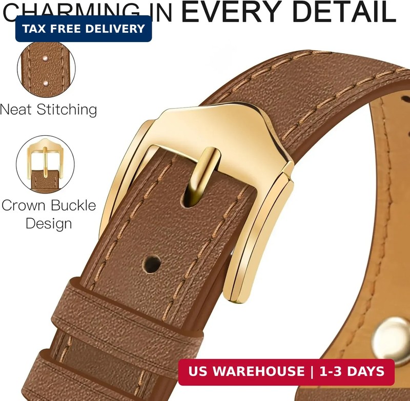 JR.DM Slim Leather Bands Compatible with Apple Watch Band 38mm 40mm 41mm 42mm 44 gallery