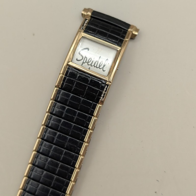 NOS Speidel Perpetual Calendar Watch Band Black Gold 18.8mm