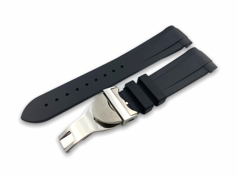 22mm Black Rubber Strap Band fits TUDOR Black Bay Pelagos Watches Buckle/Clasp